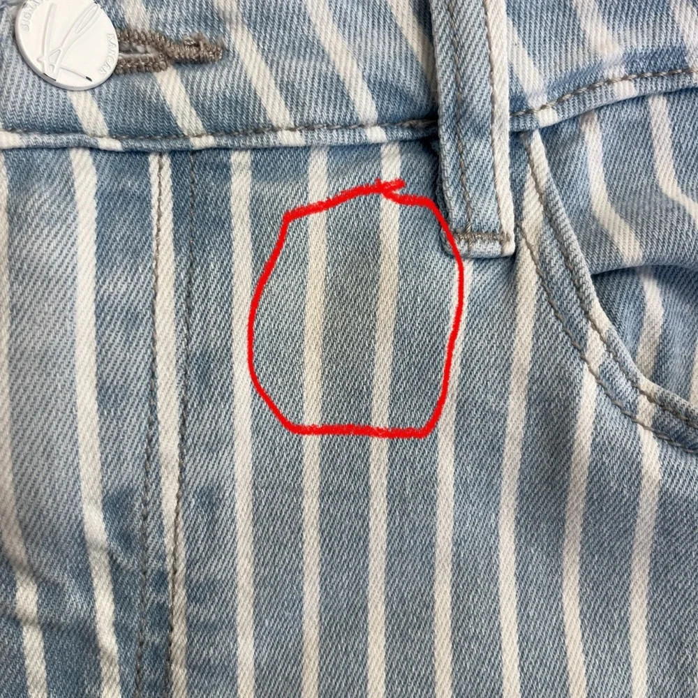 KanCan Signature Ultra High Rise Extreme Flair Light Blue Strip Jeans Women FLAW - Picture 13 of 13